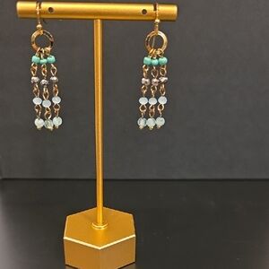 Talbots Gold and Turquoise Beaded Earrings